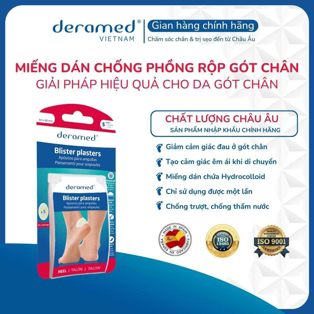 MIẾNG DÁN GÓT CHÂN ĐIỀU TRỊ PHỒNG RỘP DERAMED