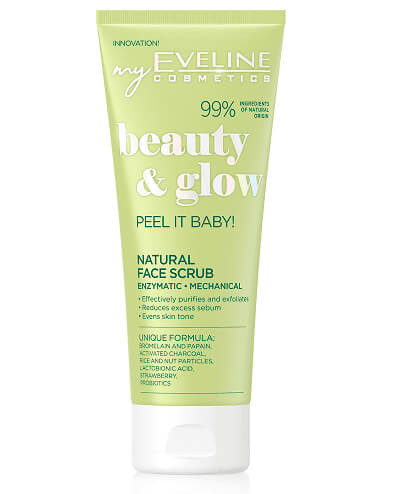 Tẩy da chết Eveline Beauty & Glow làm sáng da với hạt massage và Enzyme tự nhiên 75ML