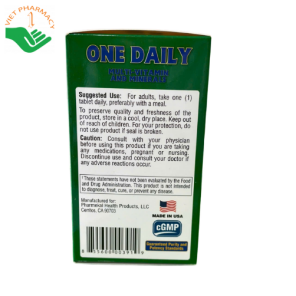 Viên uống bổ sung vitamin One Daily Multivitamin Minerals (Hộp 60 viên)