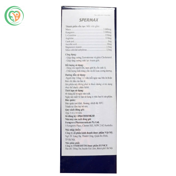 Viên uống Spermax Testosterone Booster tăng cường sinh lý