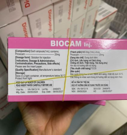 Biocam Inj Piroxicam 20mg/1ml (H/10 ống) Hàn Quốc