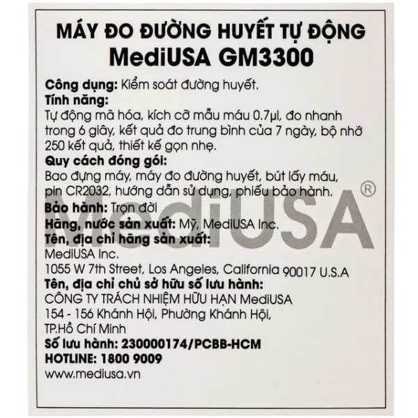 Máy đo đường huyết MediUsa GM3300