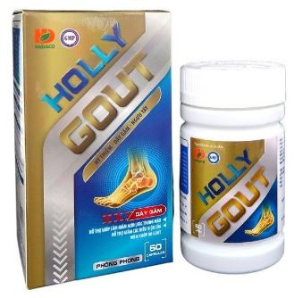 Viến uống hỗ trợ giảm acid uric máu Holly Gout Hộp 1 lọ 60 viên
