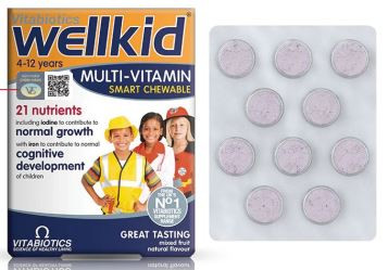 Viên nhai Vitabiotics Wellkid Multi-Vitamin tăng cường sức khỏe, đề kháng hộp 30 viên