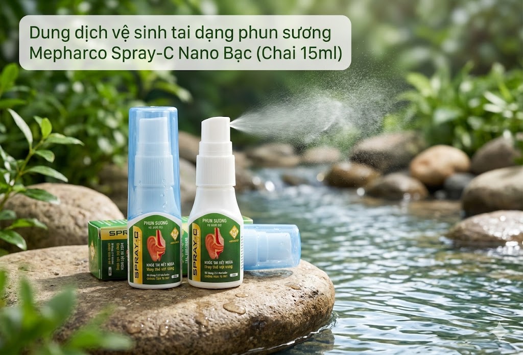 Dung dịch vệ sinh tai dạng phun sương Mepharco Spray-C Nano Bạc 
