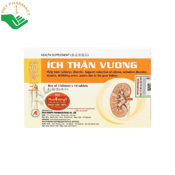 Thực phẩm bảo vệ sức khỏe Ích Thận Vương (1 hộp x 30 viên)