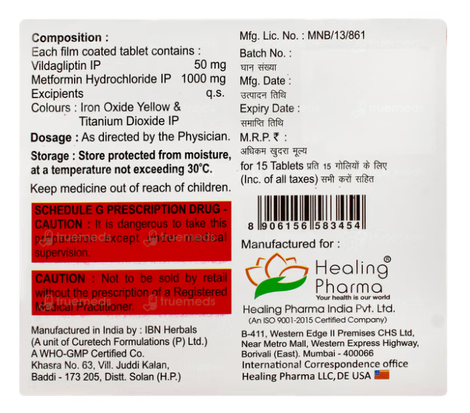 Vildasmart M 50mg/1000mg điều trị bệnh tiểu đường tuýp 2