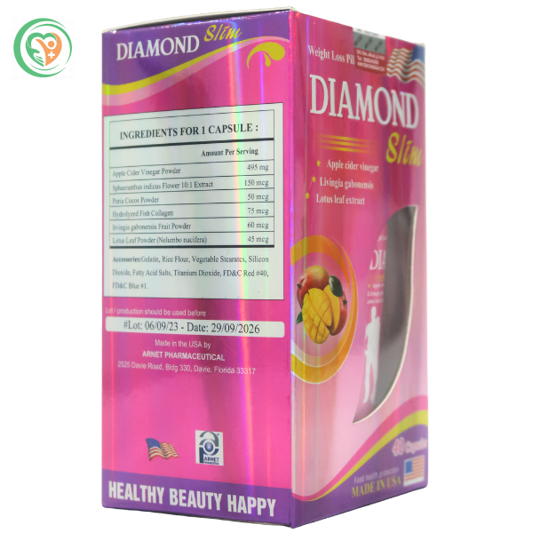 Viên uống Diamond Slim USA giảm cân, giảm mỡ bụng, chống lão hóa, làm đẹp da 
