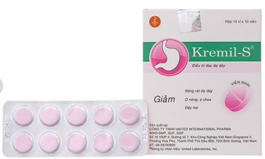 Viên nhai Kremil-S United điều trị đau dạ dày, giảm nóng rát dạ dày, ợ nóng, ợ chua