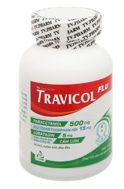 Travicol Flu trị các chứng cảm cúm lọ 100 viên